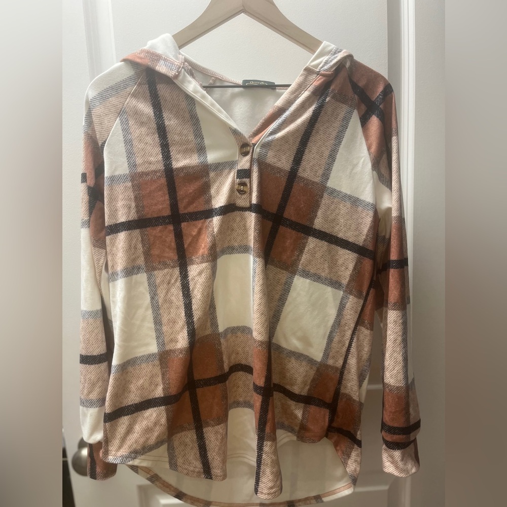 Plaid Hooded Women's Top “0feefan”